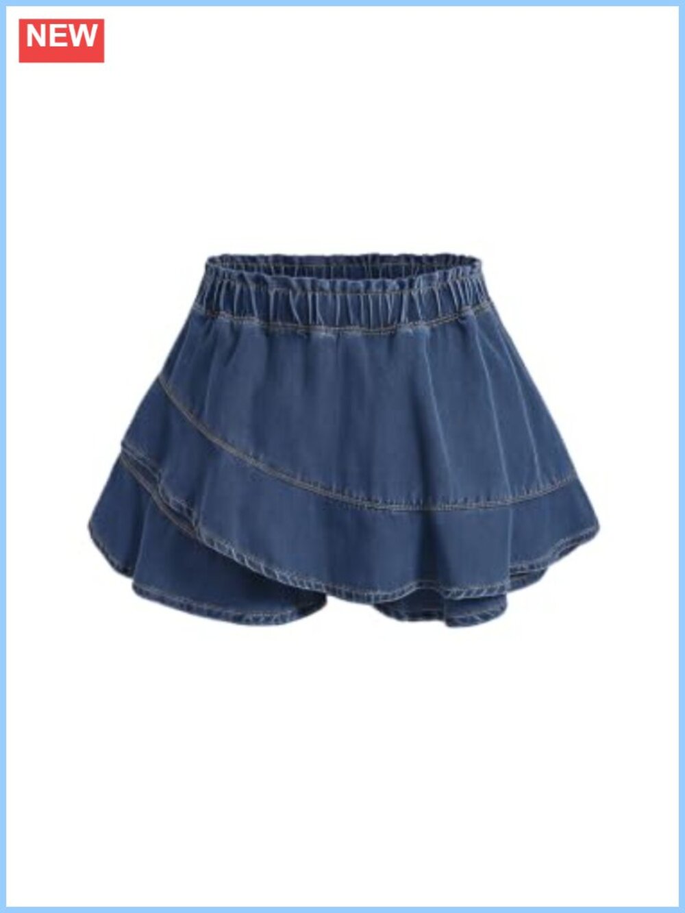 Plus Size High Waist Ruffle Hem Denim Skorts Elastic Waist